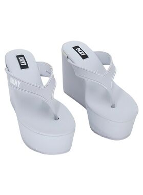 DKNY Womens Trina Platform Wedge Thong Sandals Halogen Blue White Size 6